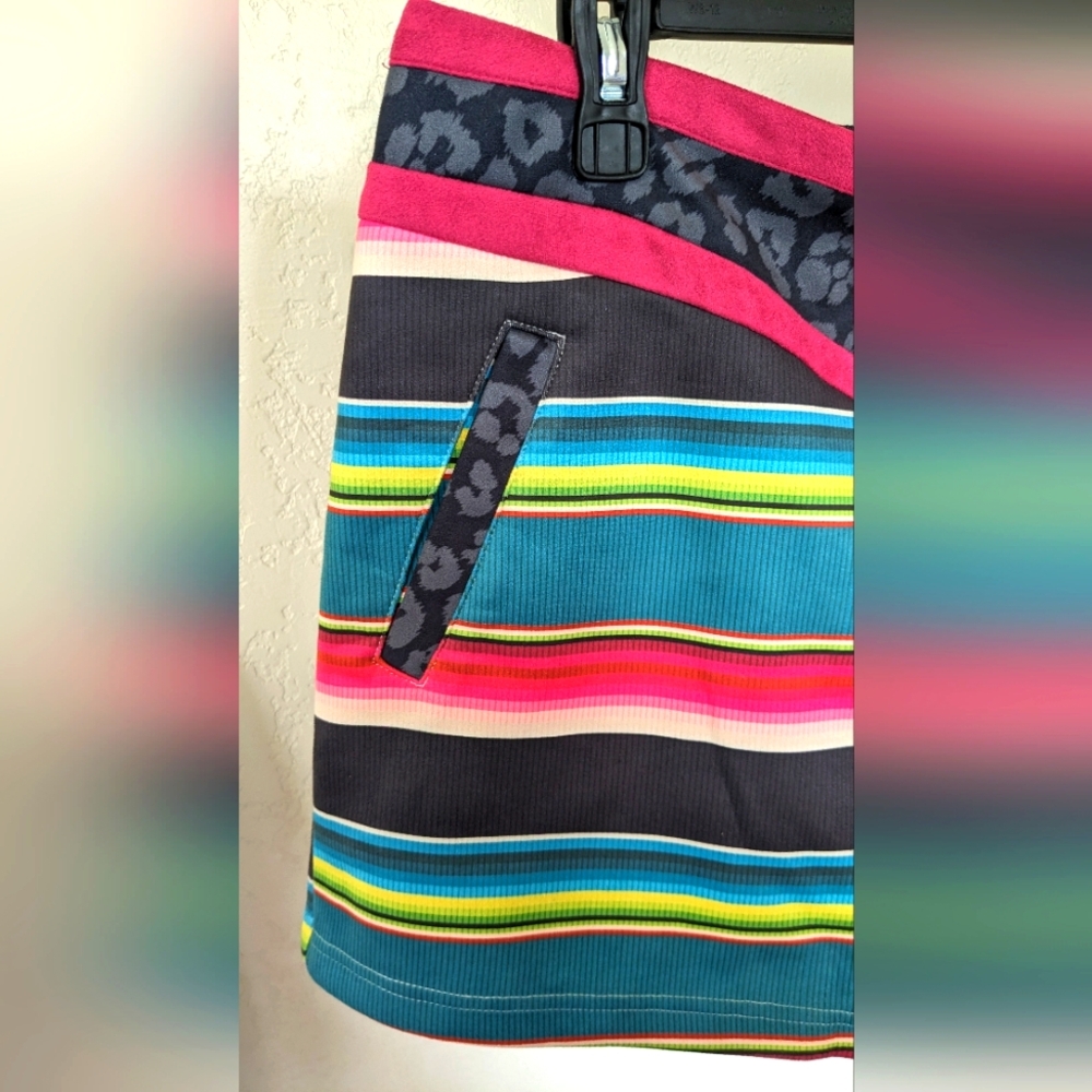 Crazy Train western stripe bright colored soft shorts with pockets NWT